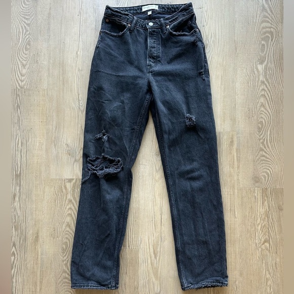 Abercrombie & Fitch womens The Dad high rise curve love jeans black size 2 / 26 - Picture 1 of 7